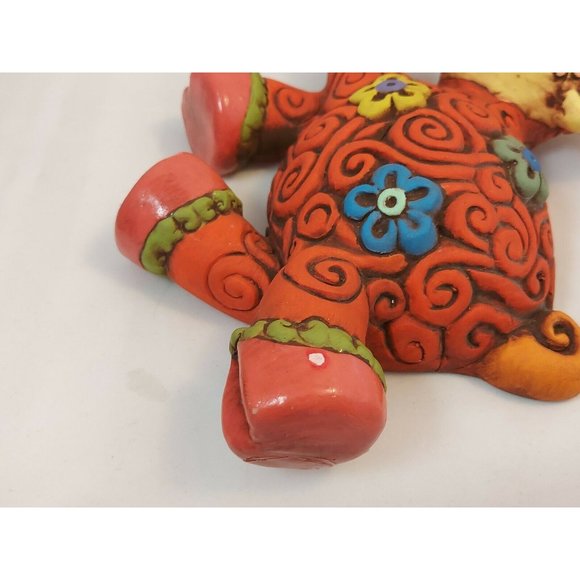 Vintage whimsical flower girl cow wall hanging figurine pottery 6.5" handmade - Picture 8 of 8